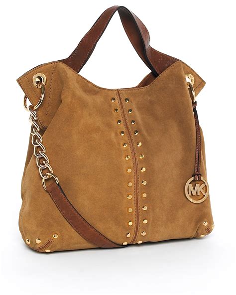 michael kors tote brown bag|brown suede michael kors handbags.